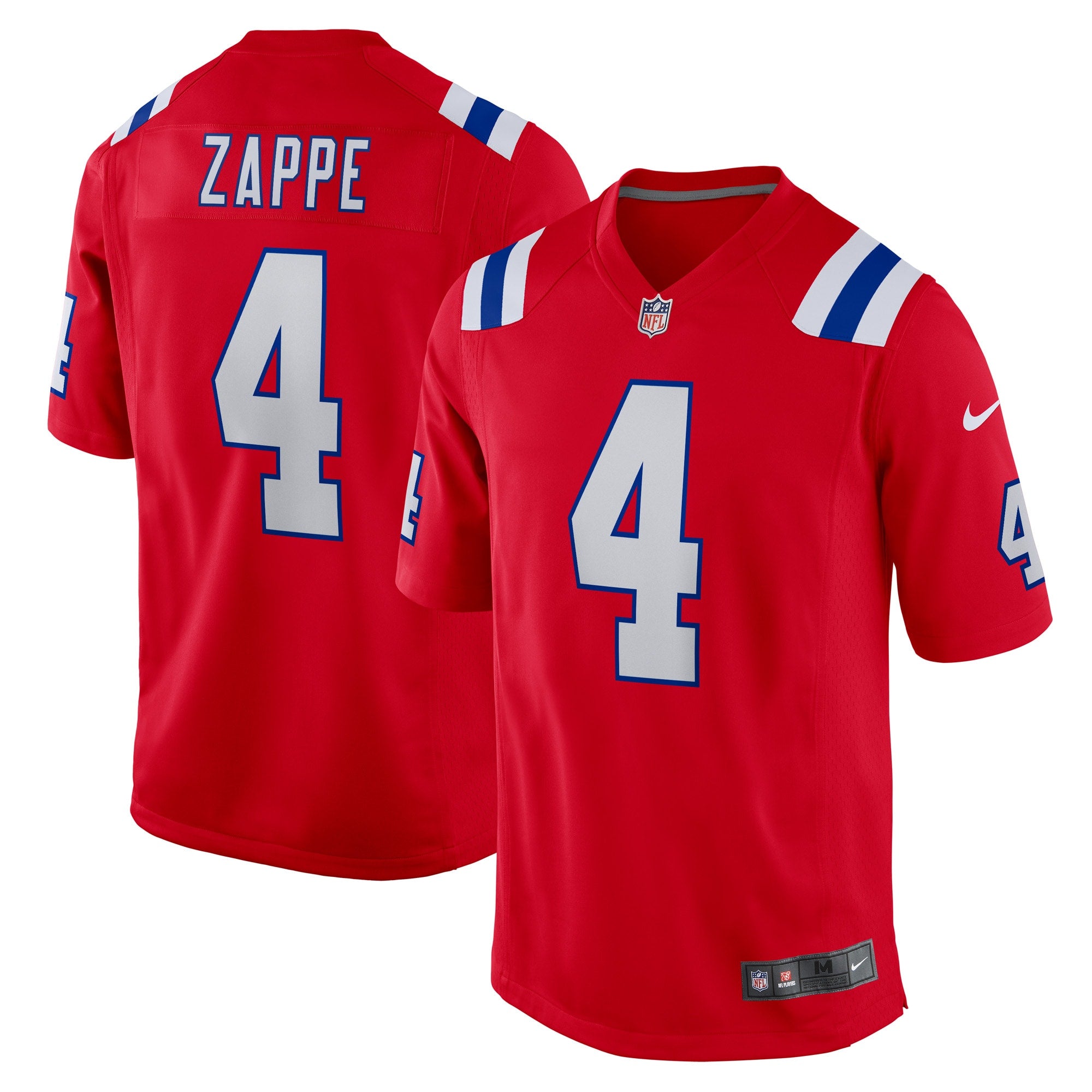 Bailey Zappe New England Patriots Nike Game Player Jersey - White/Navy/Red - Image 8