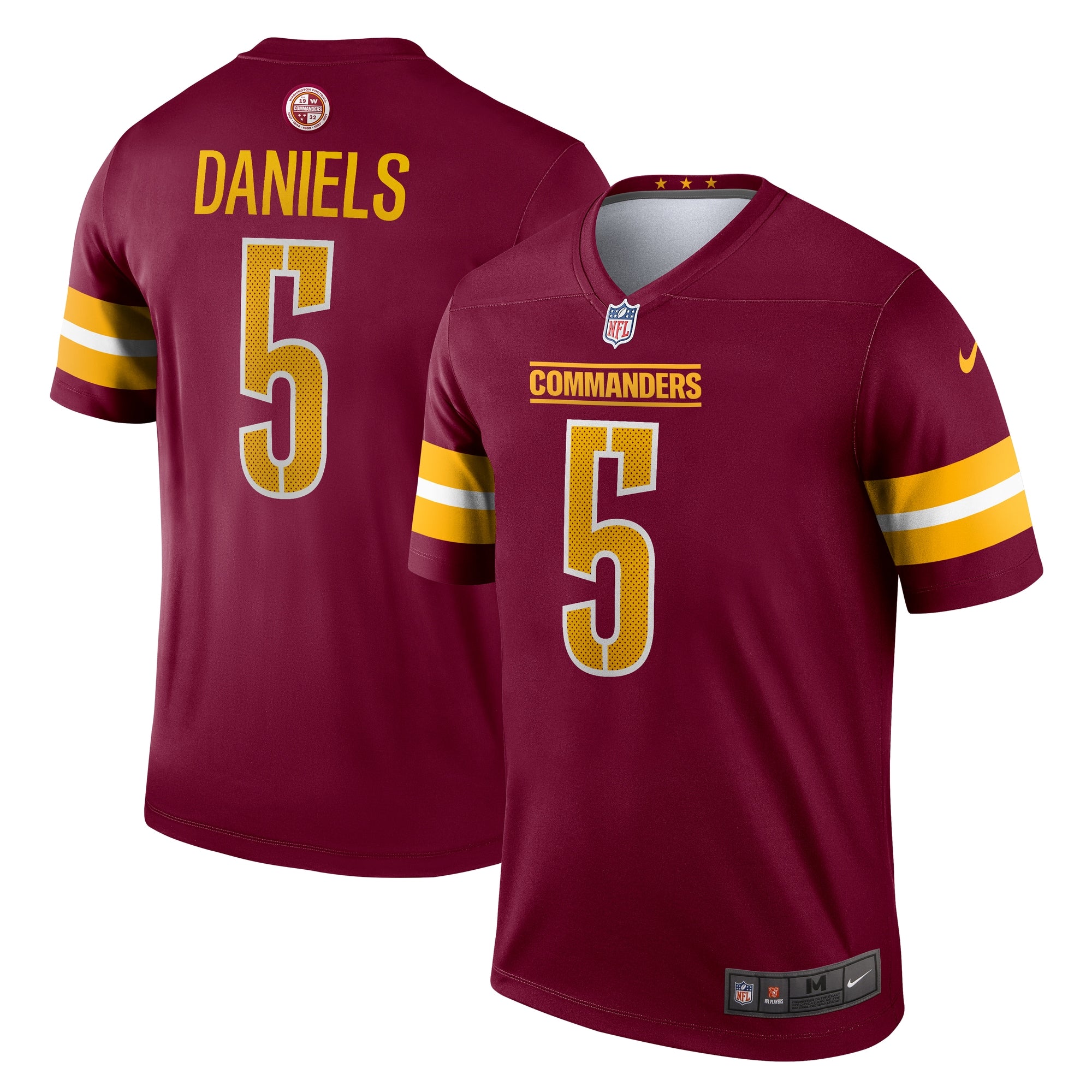 Jayden Daniels Washington Commanders Nike Alternate Legend Player Performance Top - Black/Burgundy - Image 6