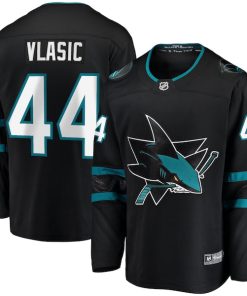 Alternative view of Marc-Edouard Vlasic San Jose Sharks   Premier Breakaway Player Jersey - Black/Teal