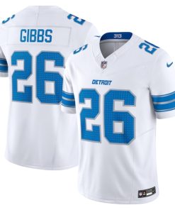 Alternative view of Jahmyr Gibbs Detroit Lions Nike Vapor F.U.S.E. Limited Jersey - White/Blue