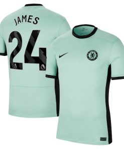 Alternative view of Reece James Chelsea Nike 2023/24 Third Stadium Replica Player Jersey - Mint/Blue/Navy