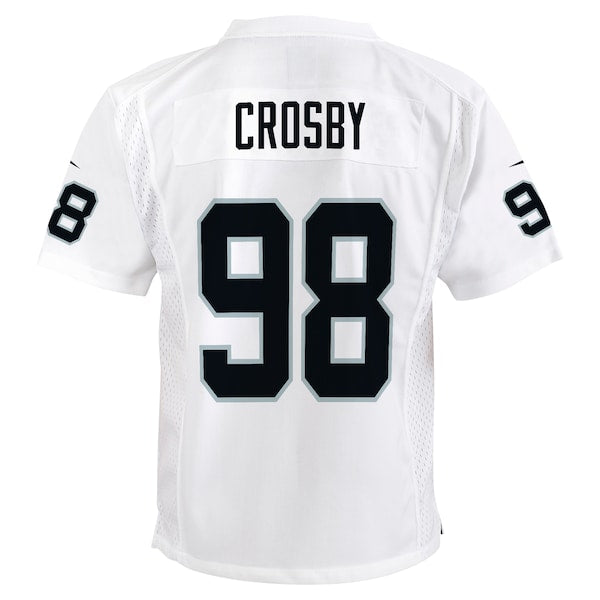 Maxx Crosby Las Vegas Raiders Nike Youth Player Game Jersey - White - Image 3
