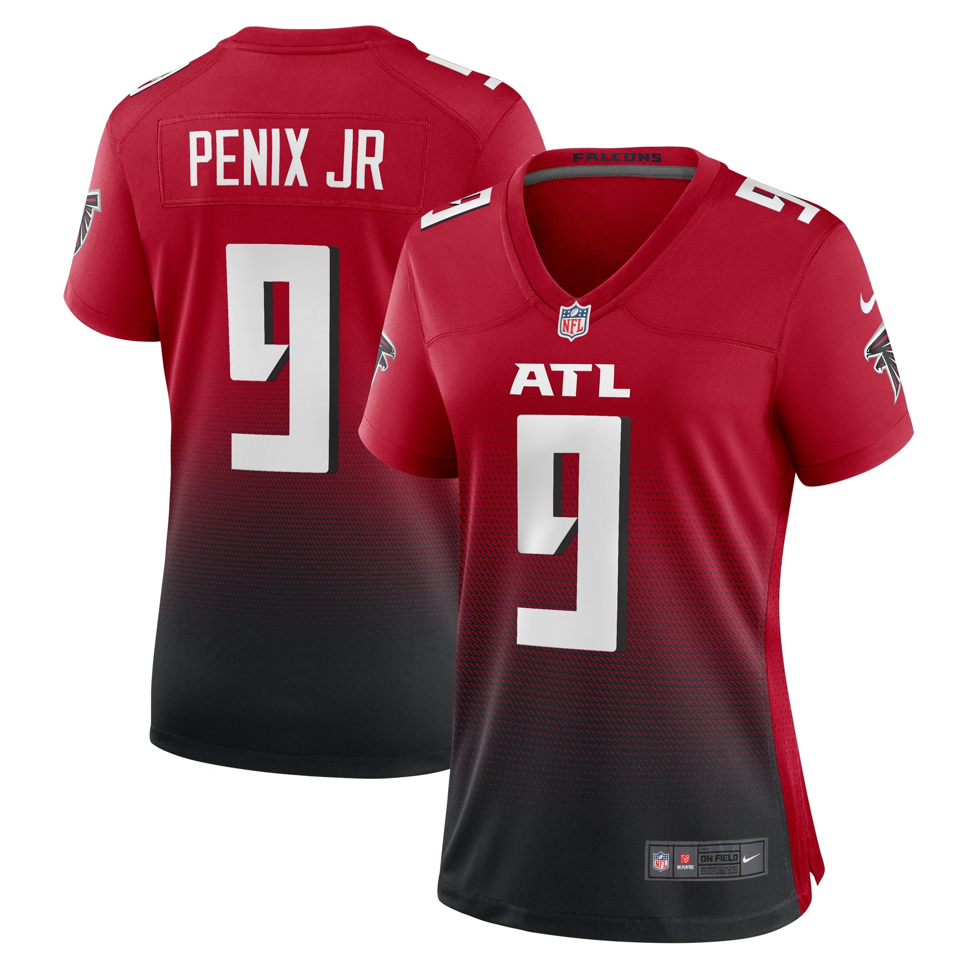 Michael Penix Jr. Atlanta Falcons Nike Women's Throwback Game Jersey - Black/Red - Image 5