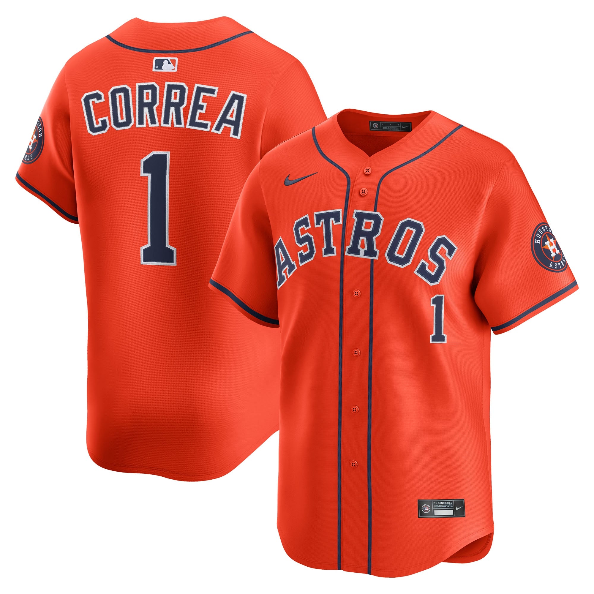 Carlos Correa Houston Astros Nike Home Limited Player Jersey - White/Orange - Image 6
