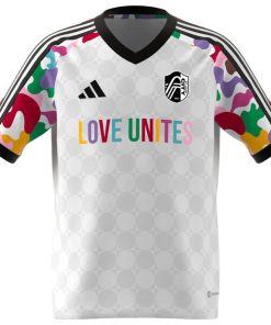 Alternative view of St. Louis City SC adidas Youth 2024 Pride Pre-Match Top - White