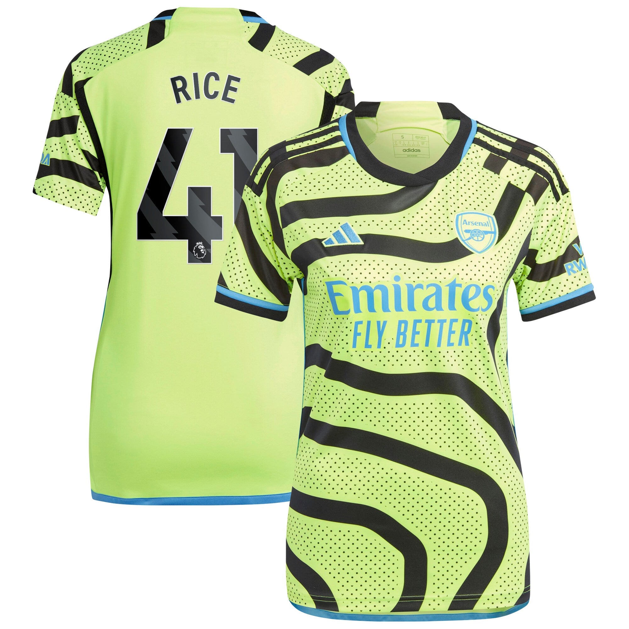 Declan Rice Arsenal adidas Women's 2023/24 Home Replica Player Jersey - Red/Green/Yellow - Image 8