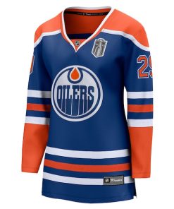 Alternative view of Leon Draisaitl Edmonton Oilers  Women's 2025 Stanley Cup Final Home Breakaway Jersey - Royal