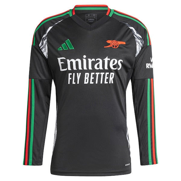 Arsenal adidas 2024/25 Away Replica Long Sleeve Jersey - Black - Image 2