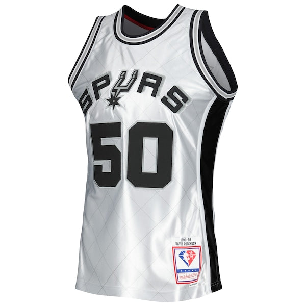 David Robinson San Antonio Spurs 1998/99 Hardwood Classics 75th Anniversary Swingman Jersey - Platinum - Image 2