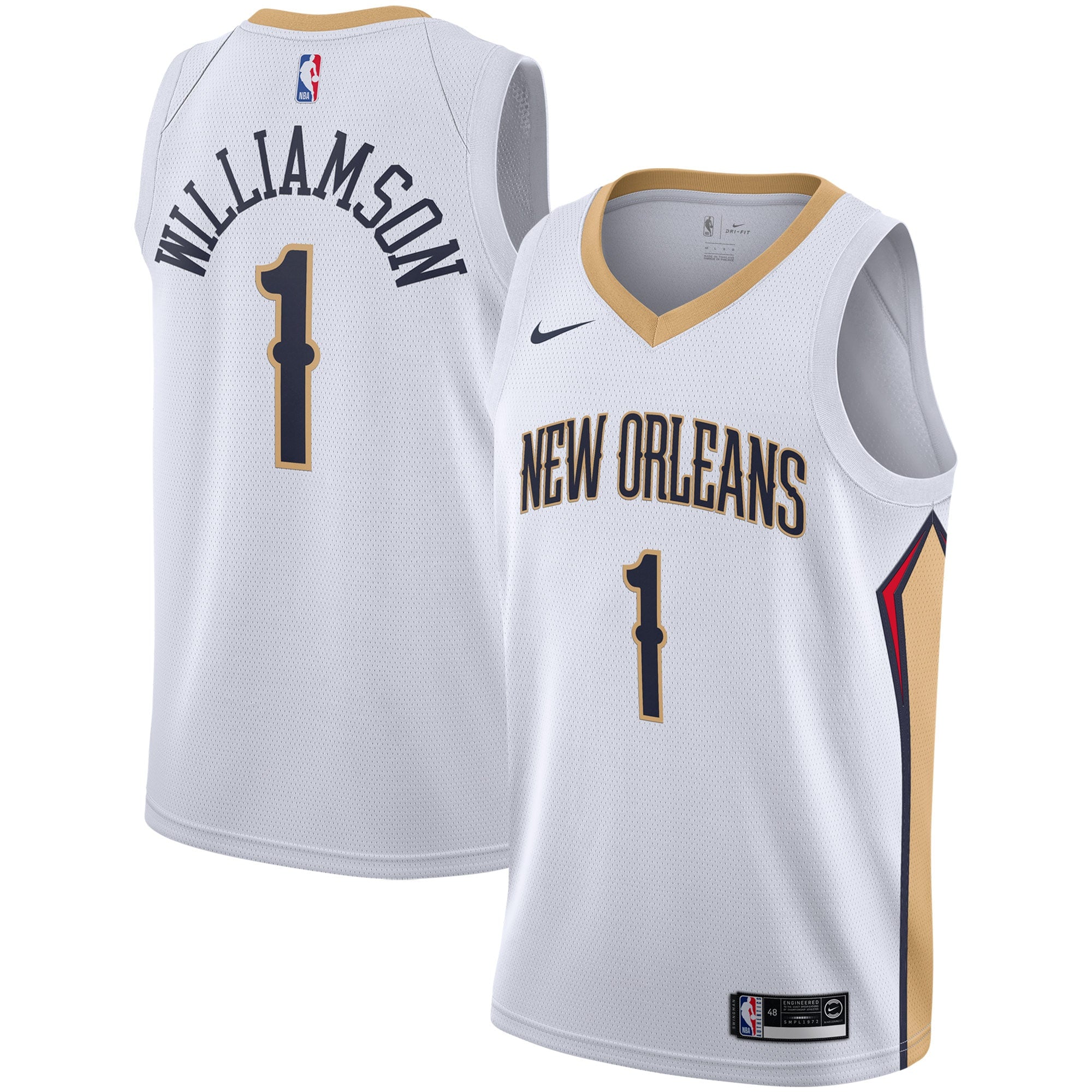 Zion Williamson New Orleans Pelicans Nike 2019 NBA Draft First Round Pick Swingman Jersey Navy - Icon Edition/White - Image 5