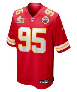 Alternative view of Chris Jones Kansas City Chiefs Nike Super Bowl LIX Game Jersey - Red