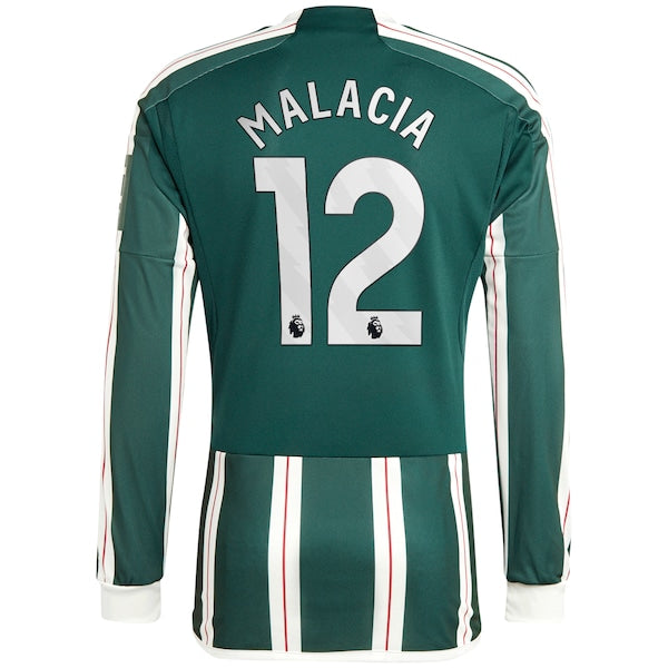 Tyrell Malacia Manchester United adidas 2023/24 Away Long Sleeve Replica Player Jersey - Green - Image 3