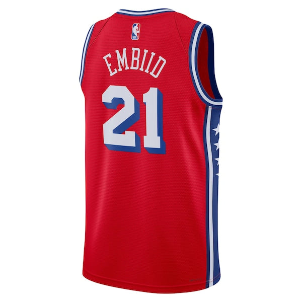 Joel Embiid Philadelphia 76ers Jordan Brand Unisex Swingman Jersey - Statement Edition - Red - Image 3