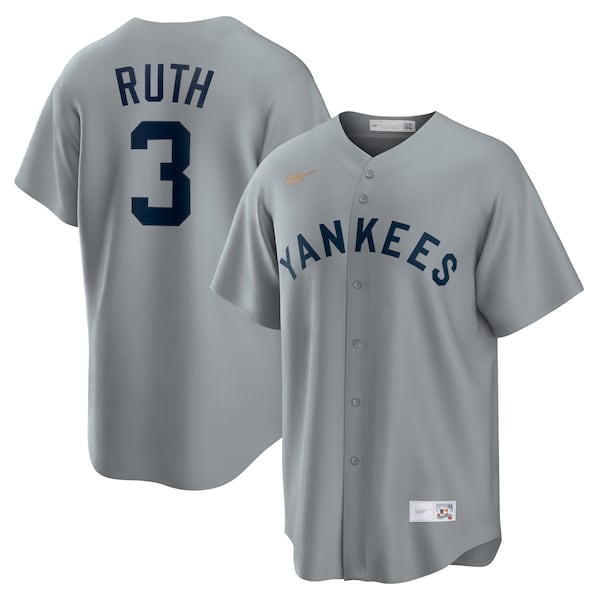 Babe Ruth New York Yankees Nike Road Cooperstown Collection Player Jersey - Gray/White - Image 2
