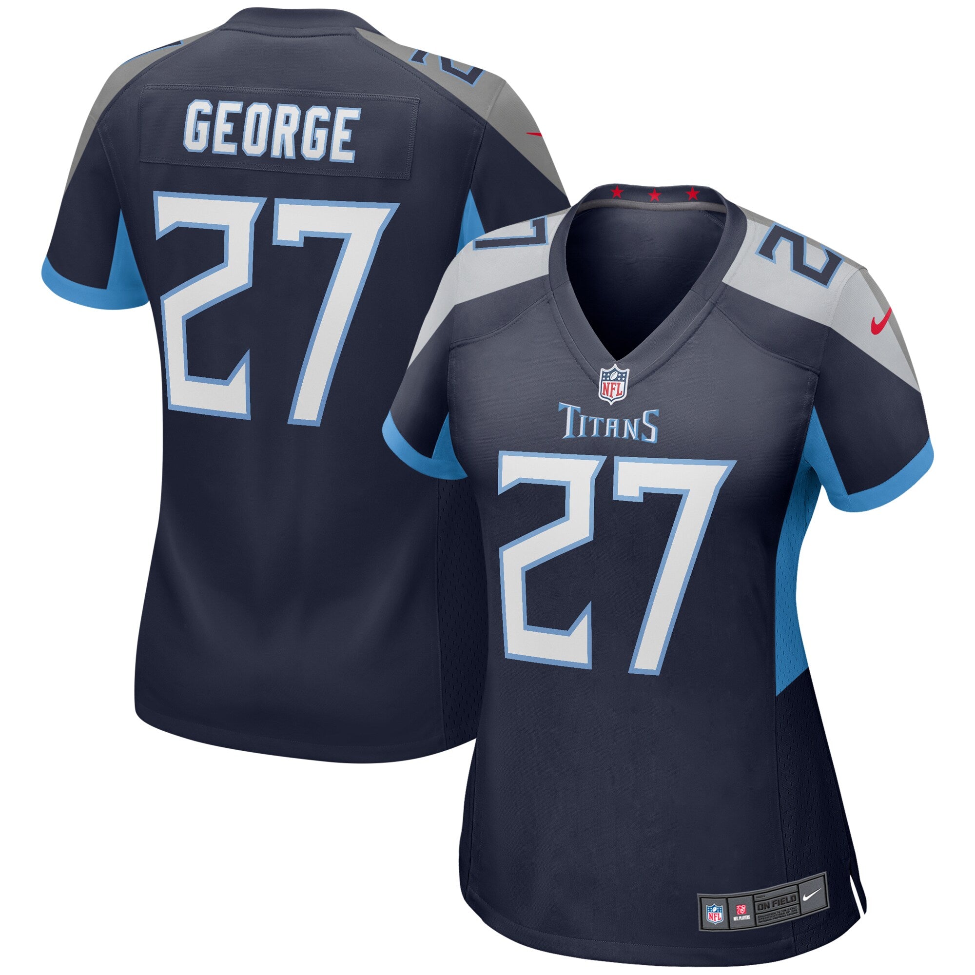 Eddie George Tennessee Titans Nike Women's Oilers Throwback Retired Player Game Jersey - Light Blue/Navy - Image 5