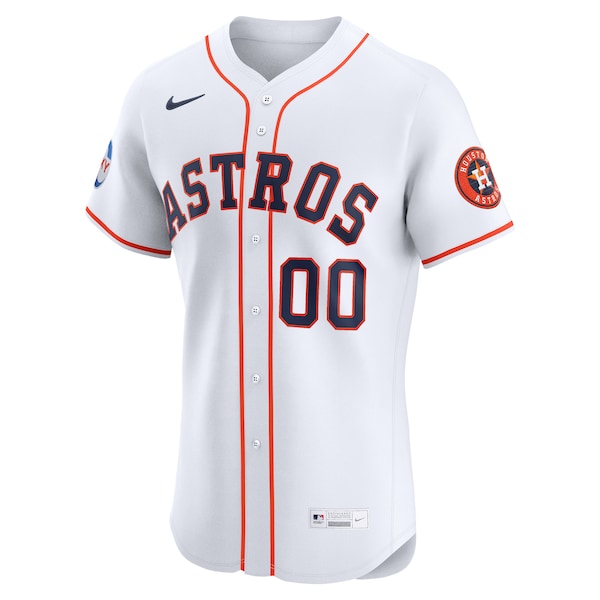 Houston Astros Nike Home Elite Sponsor Patch Custom Jersey - White - Image 2