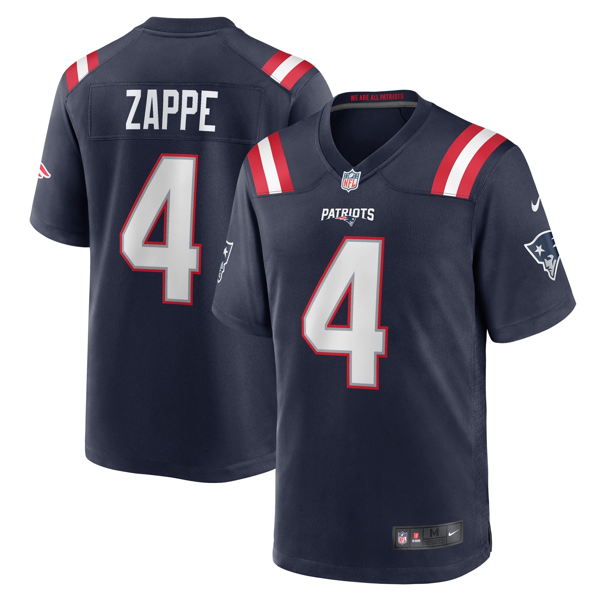 Bailey Zappe New England Patriots Nike Game Player Jersey - White/Navy/Red - Image 5