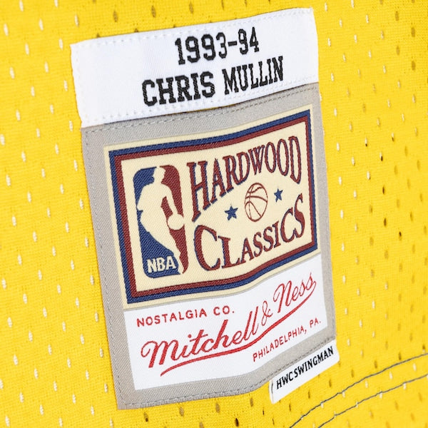 Chris Mullin Golden State Warriors Hardwood Classics 1993/94 Split Swingman Jersey - Royal/Gold - Image 4