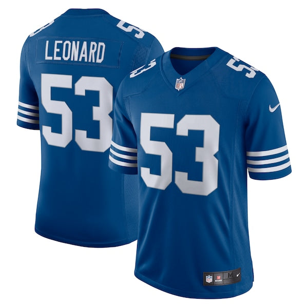 Men's Nike Darius Leonard Royal Indianapolis Colts Alternate Vapor Limited Jersey/White - Image 4