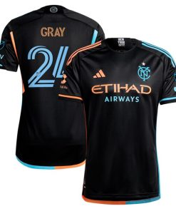 Tayvon Gray New York City FC adidas 2024 24/7 Kit Authentic Player Jersey - Black