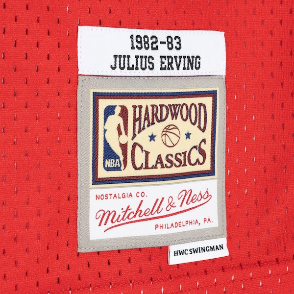 Julius Erving Philadelphia 76ers Hardwood Classics 1982/83 Split Swingman Jersey - Royal/Red - Image 4
