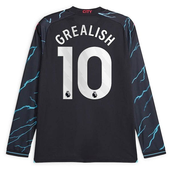 Jack Grealish Manchester City Puma 2023/24 Third Long Sleeve Replica Player Jersey - Navy - Image 4