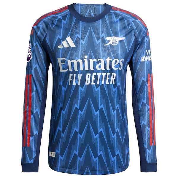 Arsenal adidas 2025/26 Away Authentic Long Sleeve Jersey with Patch - Blue/Red - Image 3