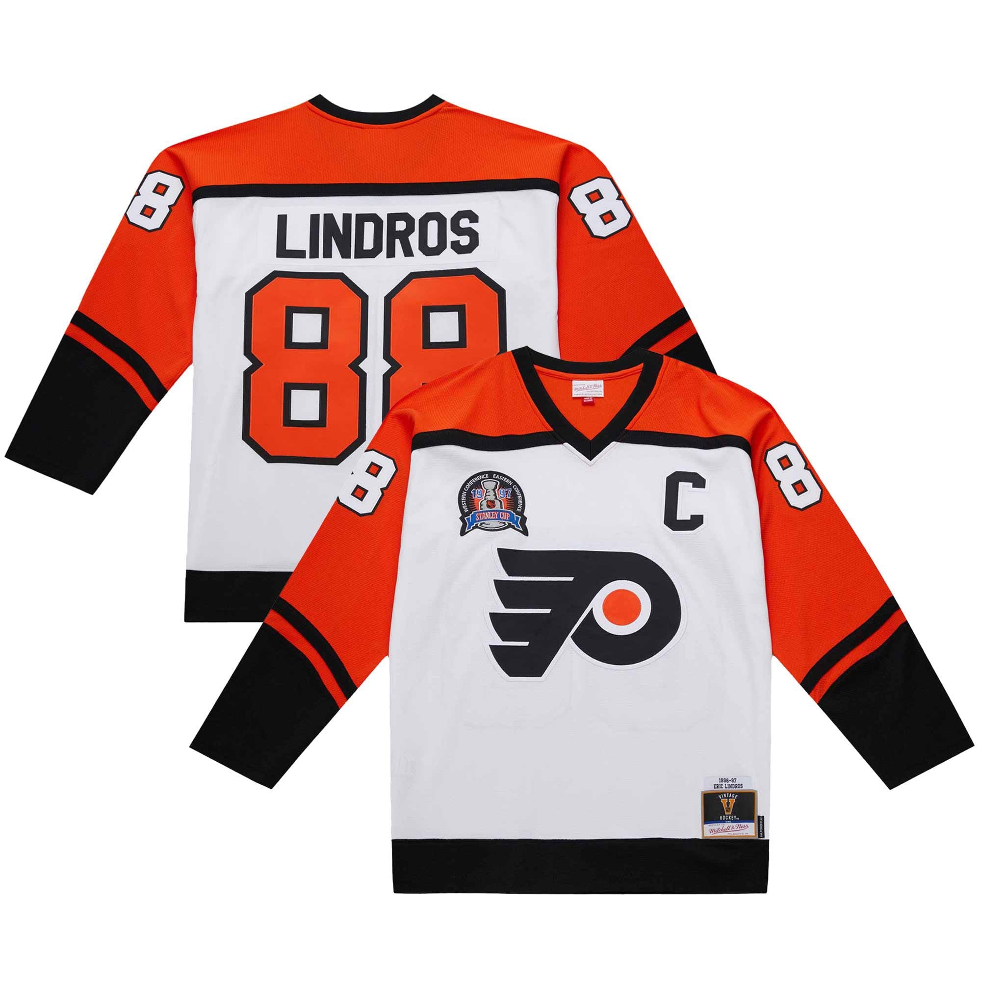 Eric Lindros Philadelphia Flyers 1996-97 Power Play Jersey - Orange/White - Image 7