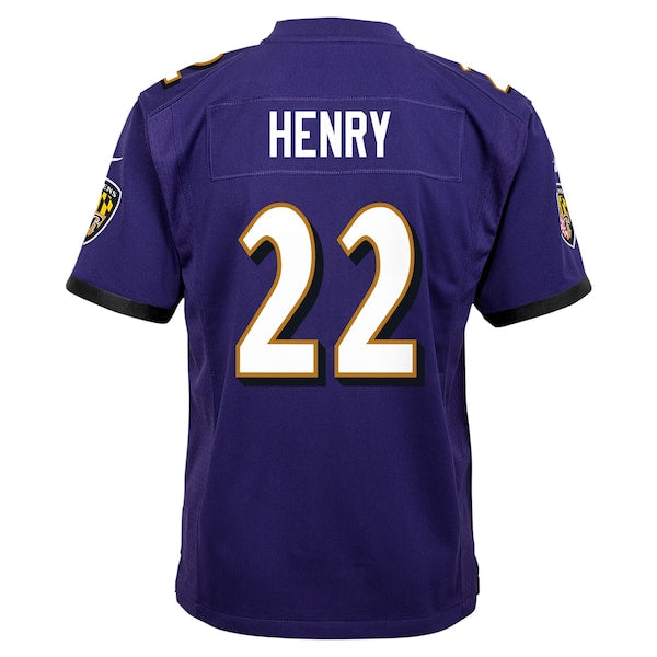 Derrick Henry Baltimore Ravens Nike Youth Team Player Game Jersey - Purple - Image 3