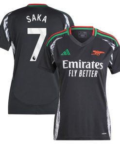 Alternative view of Bukayo Saka Arsenal adidas Women's 2024/25 Away Replica Player Jersey - Black