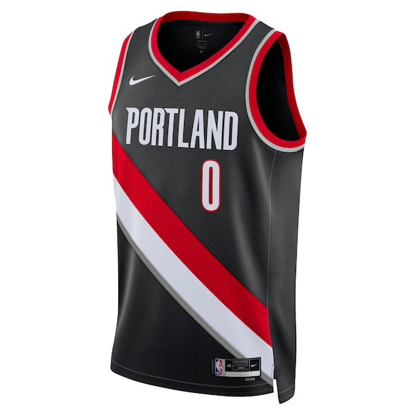 Damian Lillard Portland Trail Blazers Nike Unisex Swingman Jersey - Icon Edition - Black/White - Image 3