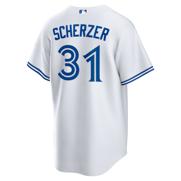 Max Scherzer Toronto Blue Jays Nike 2025 World Series Home Replica Player Jersey - White - Image 3