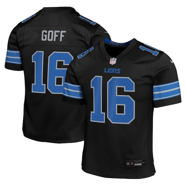 Jared Goff Detroit Lions Nike Youth Alternate Player Game Jersey - Black - Image 2