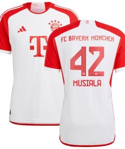 Alternative view of Jamal Musiala Bayern Munich adidas 2023/24 Home Authentic Jersey - White/Black