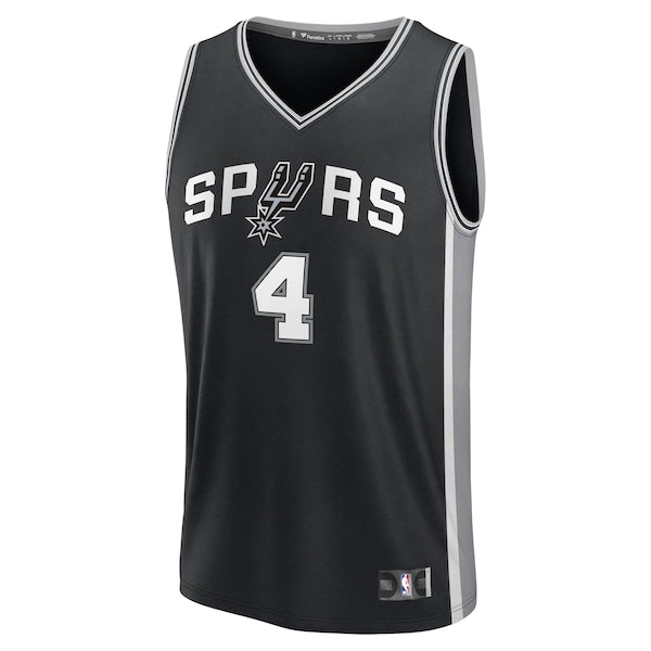 De'Aaron Fox San Antonio Spurs Youth Fast Break Replica Player Jersey - Icon Edition - Black - Image 2