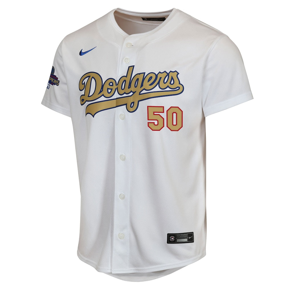 Mookie Betts Los Angeles Dodgers Nike Youth 2025 Gold Collection Limited Jersey - White - Image 3