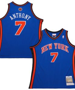 Alternative view of Carmelo Anthony New York Knicks  2010/11 Hardwood Classics Authentic Jersey - Blue/White