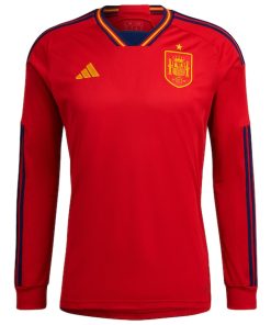 Alternative view of Spain National Team adidas 2022/23 Home Replica Long Sleeve Jersey - Red