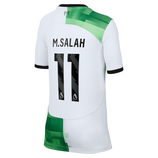 Mohamed Salah Liverpool Nike Youth 2023/24 Away Replica Player Jersey - White - Image 3