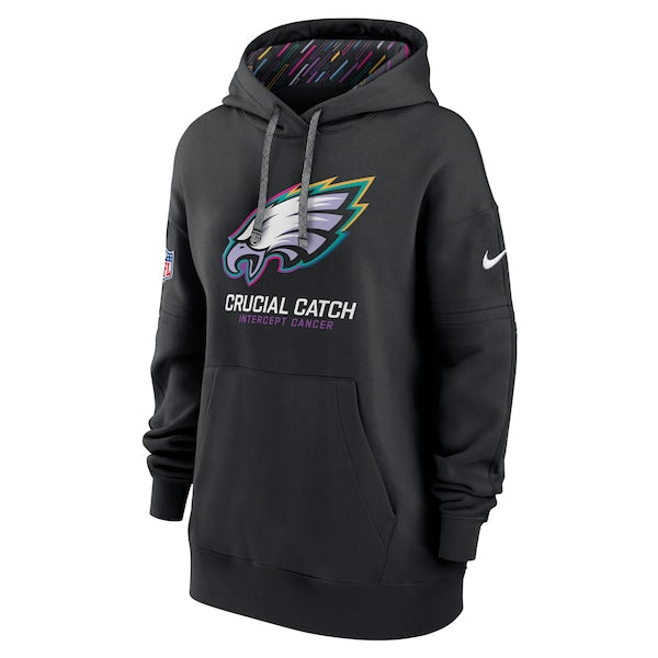 Philadelphia Eagles Nike Women's 2024 NFL Crucial Catch Club Pullover Hoodie - Black - Image 2