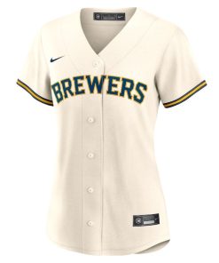 Alternative view of Jackson Chourio Milwaukee Brewers Nike Women's Home Replica Jersey - Cream
