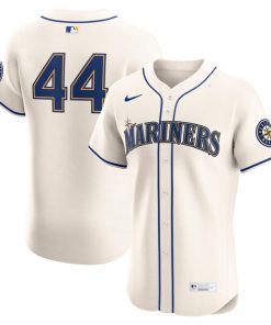 Alternative view of Julio Rodr¨ªguez Seattle Mariners Nike Alternate 2 Elite Player Jersey - Cream/White/Teal