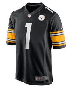 Alternative view of Number 1 Dad Pittsburgh Steelers Nike Game Jersey - Black