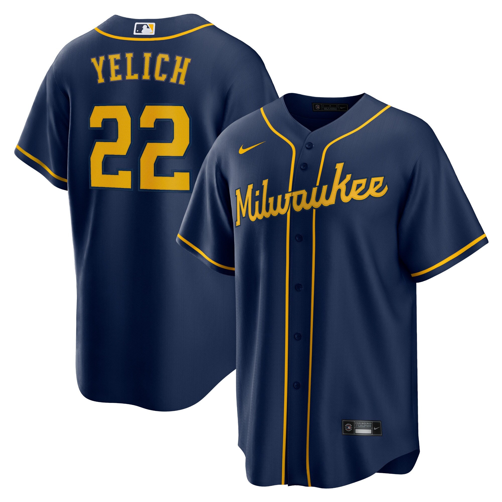 Christian Yelich Milwaukee Brewers Nike Alternate Replica Player Jersey - Cream/Gray/Navy/White - Image 6