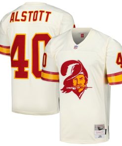 Mike Alstott Tampa Bay Buccaneers Chainstitch Legacy Jersey - Cream