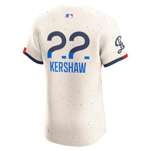 Clayton Kershaw Los Angeles Dodgers Nike City Connect Elite Jersey - Cream - Image 3