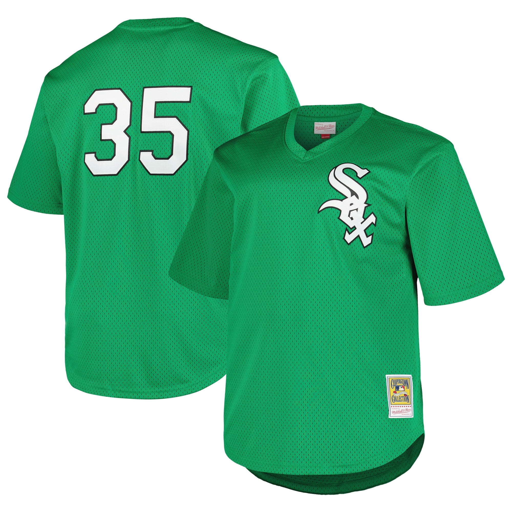 Frank Thomas Chicago White Sox Profile Big & Tall Cooperstown Collection Mesh Batting Practice Jersey - Black/Kelly Green - Image 6