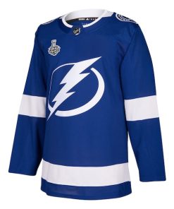 Alternative view of Tampa Bay Lightning adidas 2021 Stanley Cup Final Bound Authentic Patch Jersey - Blue