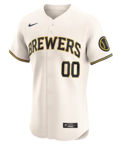 Alternative view of Milwaukee Brewers Nike Home Elite Pick-A-Player Retired Roster Jersey - Cream