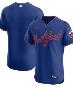 New York Mets Nike Alternate  Sponsor Patch Elite Jersey - Royal